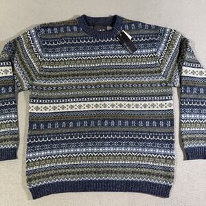 Vintage Bill Blass Sweater Men XXL Navy Heavy Tight Knit Grandpa Cosby 90s NWT‎